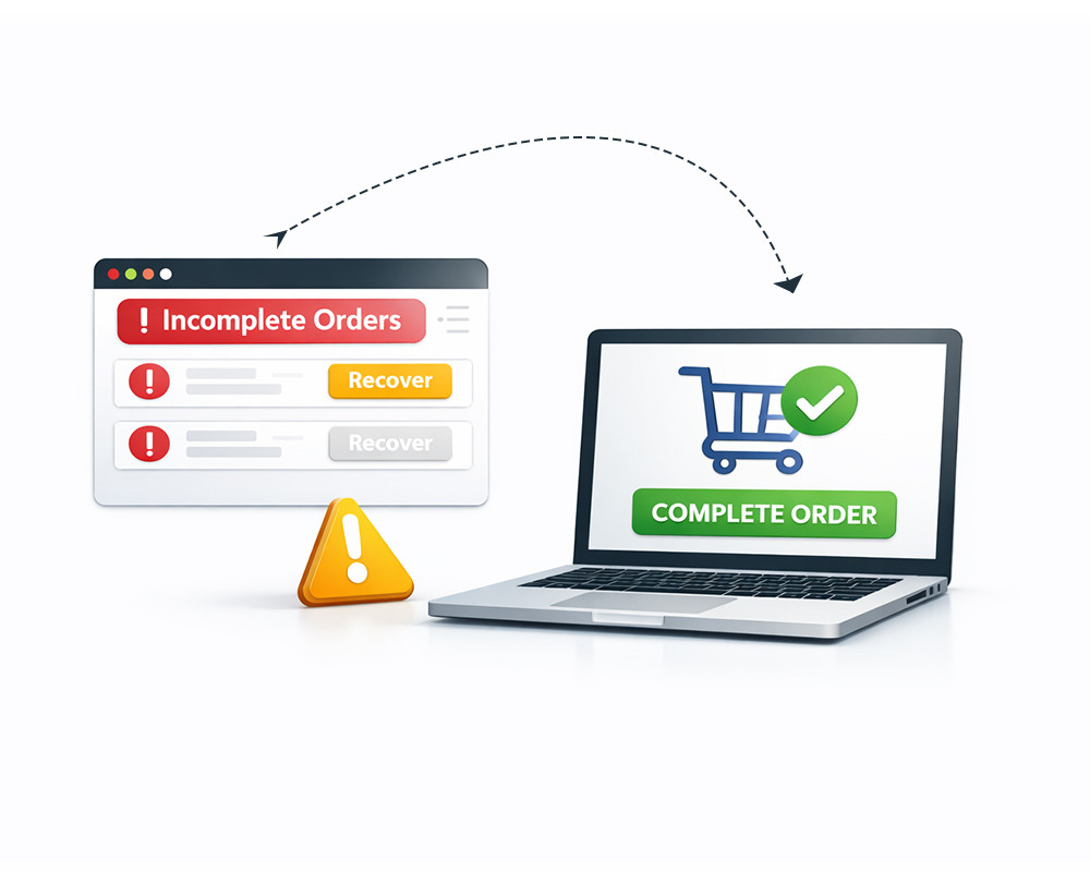Recover & Complete Incomplete Orders Automatically 📦
